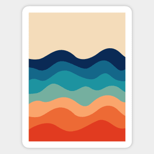 Retro 70s Sunrise Waves Sticker